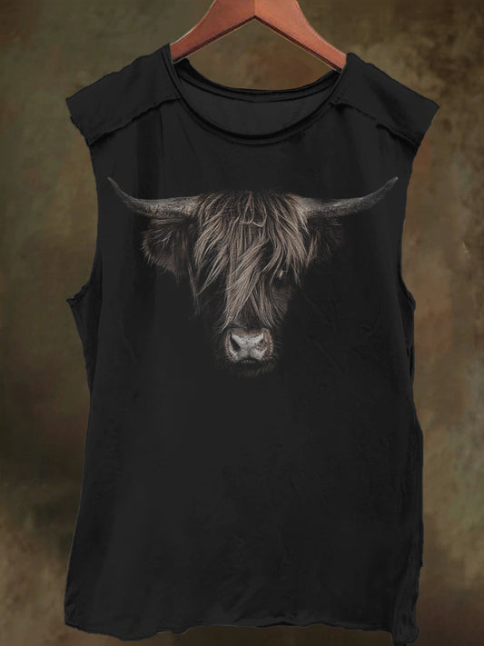 Highland Cowl Print Casual Cotton Tank Top