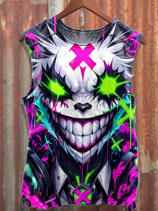 Retro Graffiti Print Casual Cotton Tank Top