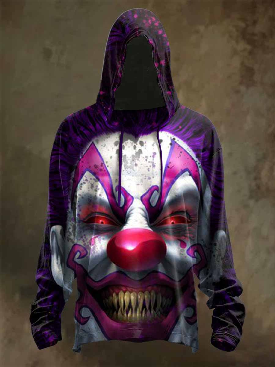 Retro Halloween Clown Print Hooded Sweatshirt