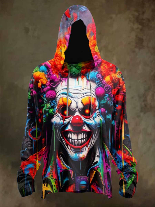 Retro Halloween Clown Print Hooded Sweatshirt
