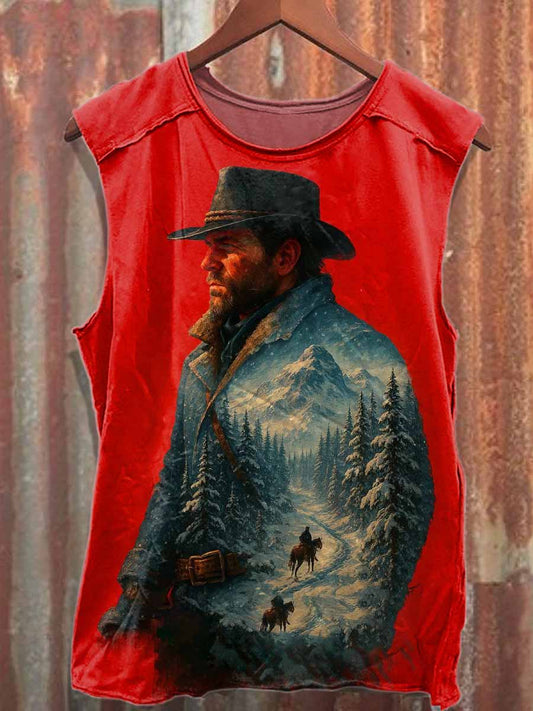 Retro Wild Boy Print Pure Cotton Tank Top