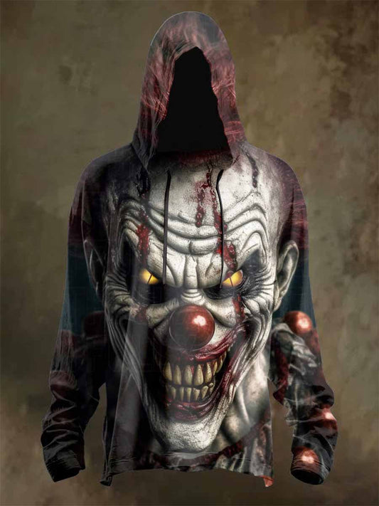 Retro Halloween Clown Print Hooded Sweatshirt