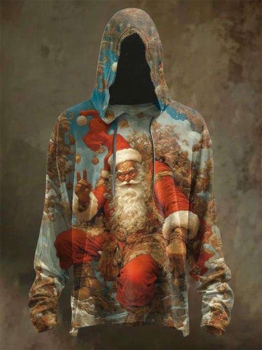 Retro Christmas Graffiti Print Hoodie Sweatshirt