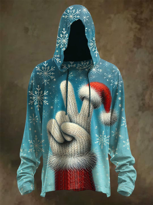 Retro Christmas Graffiti Print Hoodie Sweatshirt