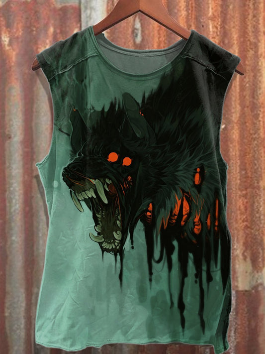 Retro Graffiti Print Casual Cotton Tank Top