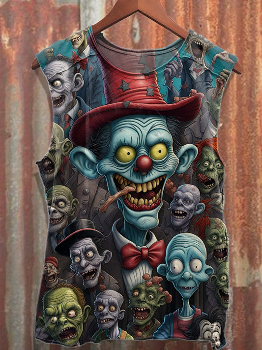 Retro Zombie Graffiti Print Casual Cotton Tank Top