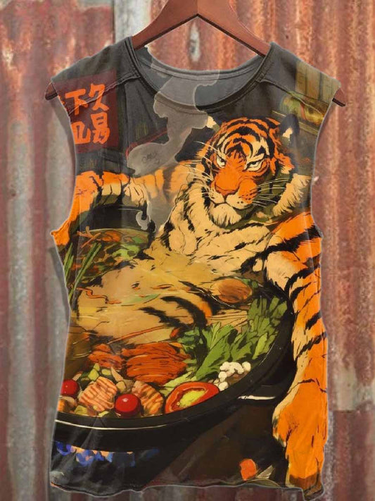 Vintage Graffiti Pattern Cotton Tank Top