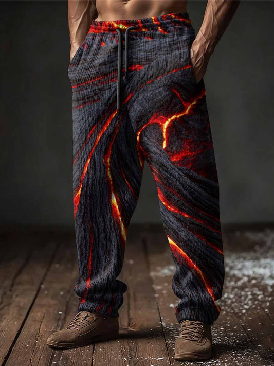 Halloween Lava Crack Gradient Art Men's Casual Sweatpants