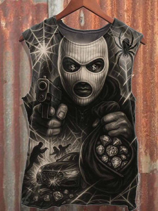 Vintage Dark Graffiti Cotton Tank Top
