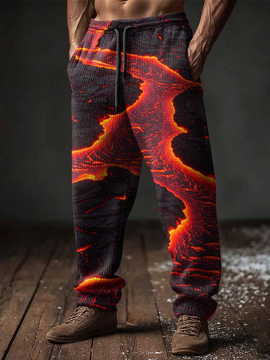 Halloween Lava Crack Gradient Art Men's Casual Sweatpants