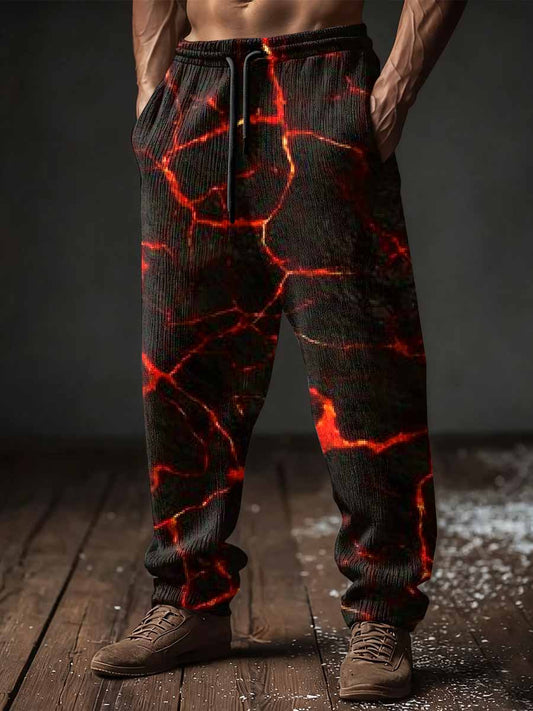 Halloween Lava Crack Gradient Art Men's Casual Sweatpants