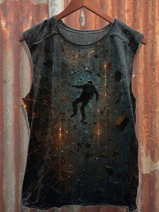 Retro Graffiti Print Casual Cotton Tank Top