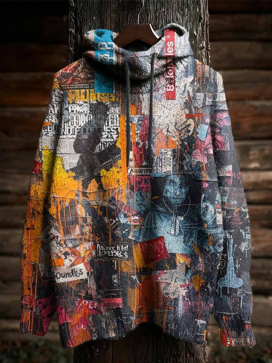 Retro Graffiti Print Casual Hoodie Sweatshirt