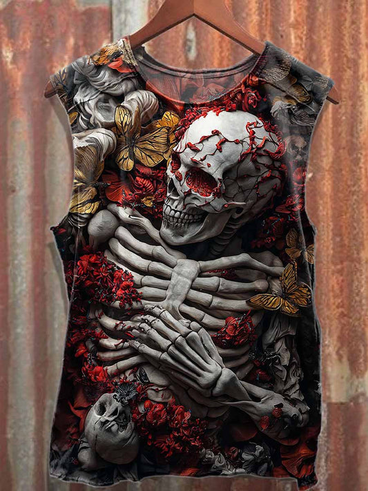 Men's Vintage Skull Graffiti Cotton Tank Top