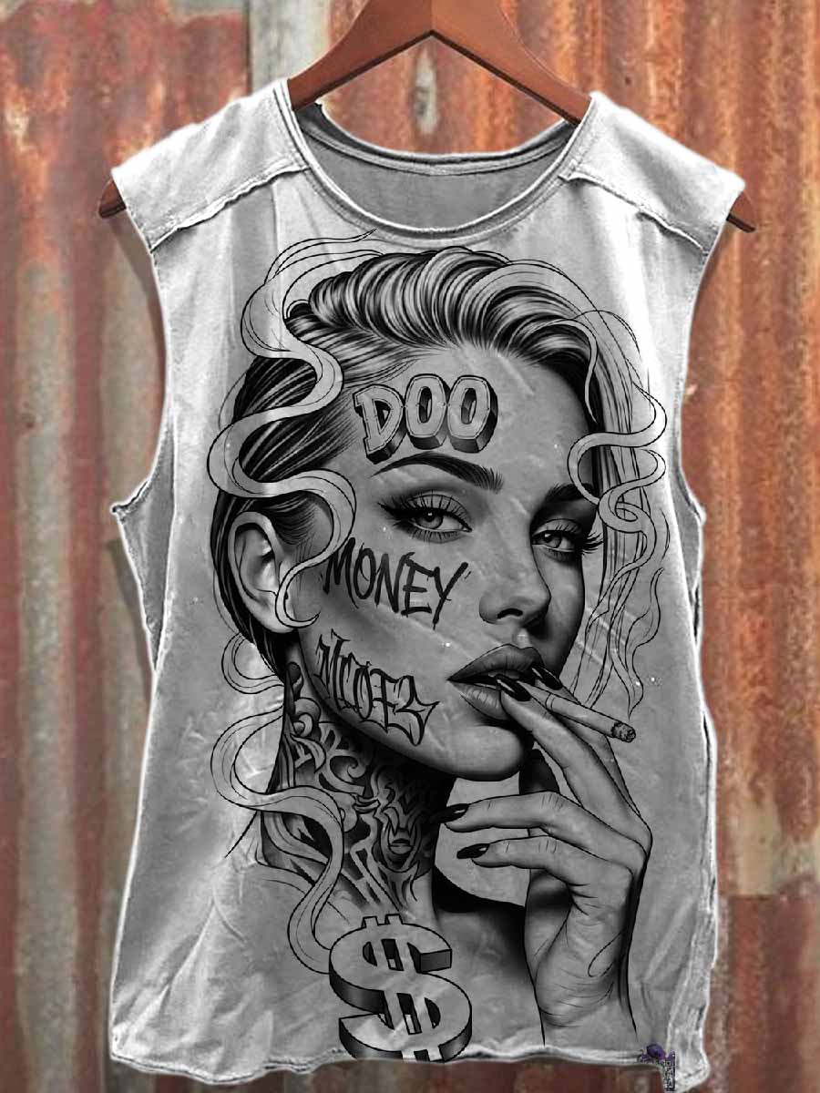 Vintage Dark Graffiti Cotton Tank Top