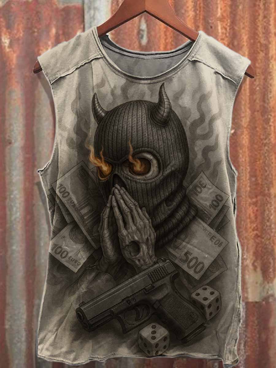 Vintage Dark Graffiti Cotton Tank Top