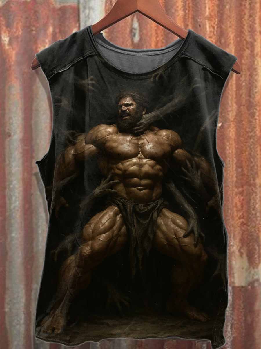 Vintage Hell Shackles Print Cotton Tank Top