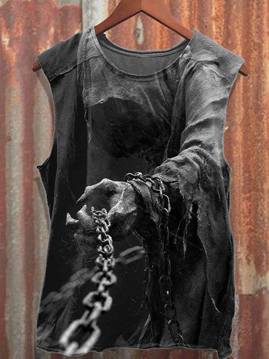 Vintage Hell Shackles Print Cotton Tank Top