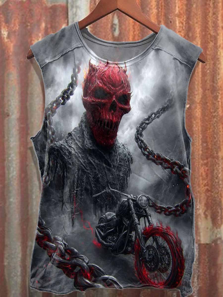 Vintage Hell Shackles Print Cotton Tank Top