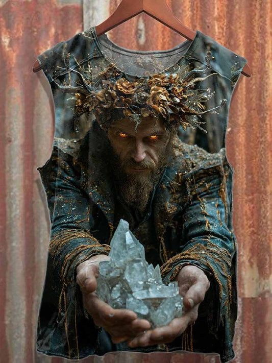 Vintage Forest King Printed Casual Cotton Vest