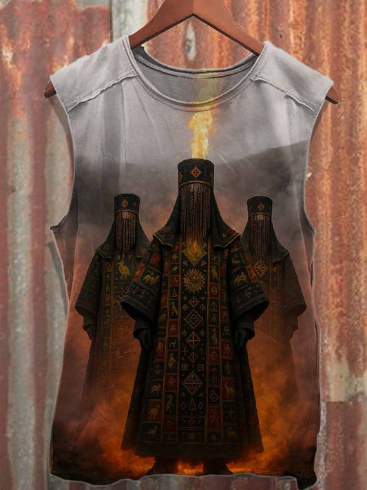 Vintage Forest Elder Print Casual Cotton Tank Top