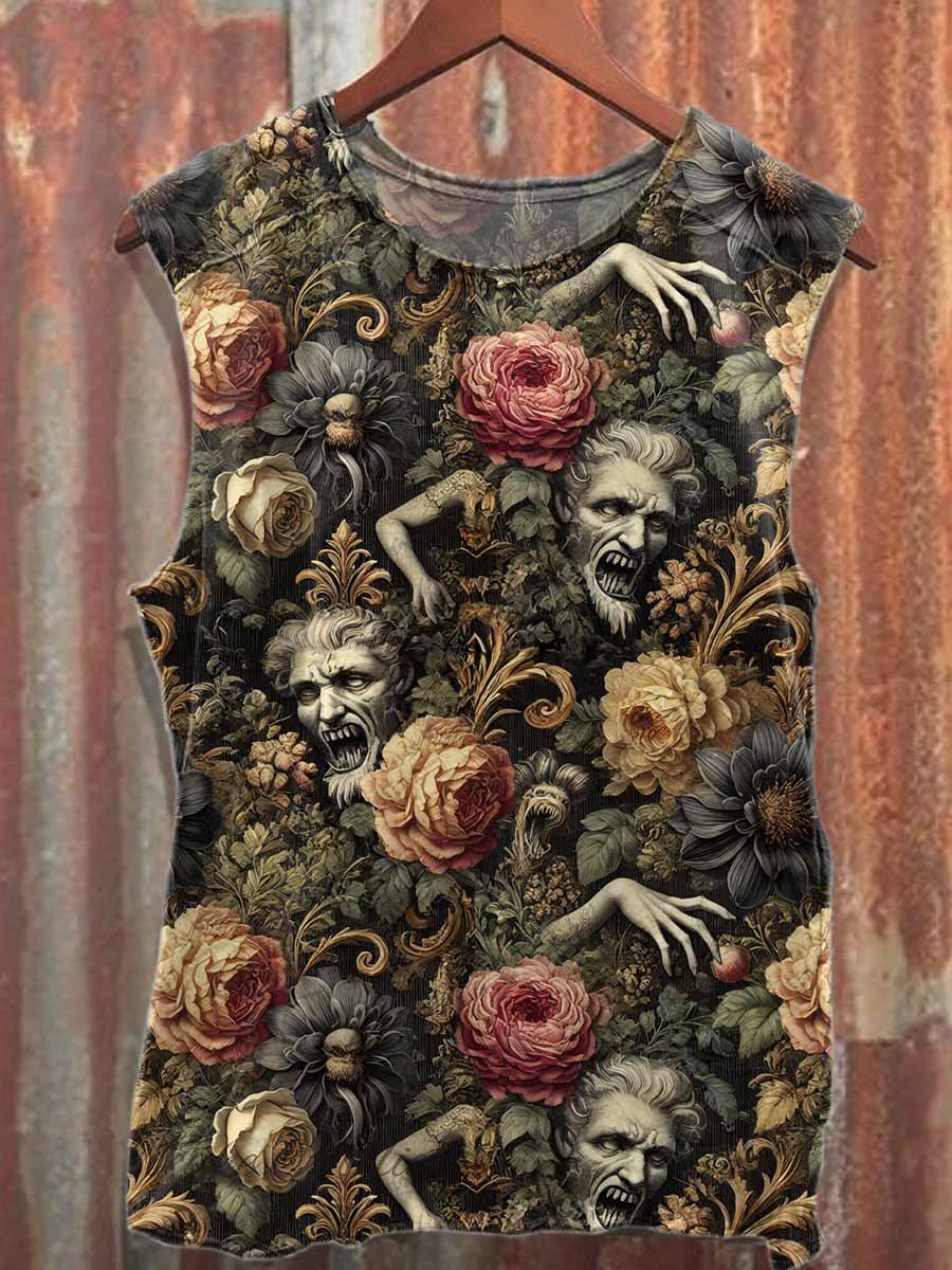 Retro Graffiti Print Casual Cotton Tank Top