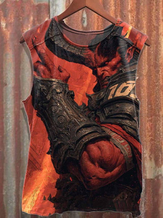 Retro Graffiti Print Casual Cotton Tank Top