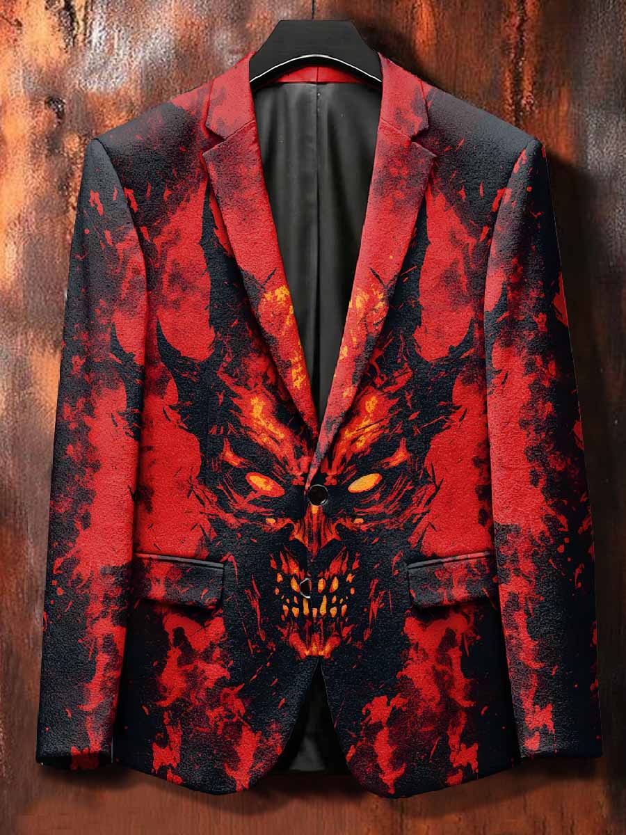 Retro Skull Print Casual Jacket