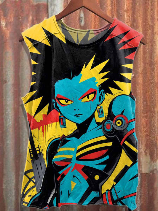 Gorgeous Graffiti Pattern Casual Cotton Tank Top