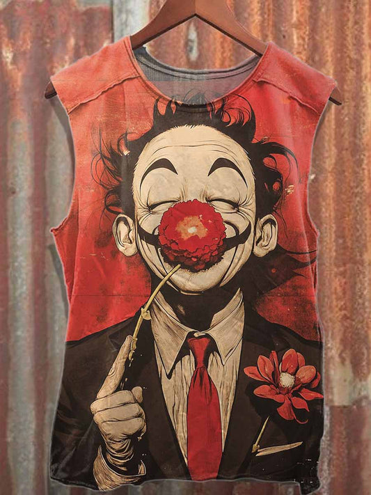 Retro Clown Graffiti Printed Casual Cotton Tank Top