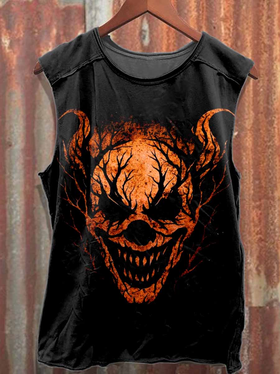 Retro Graffiti Printed Casual Cotton Tank Top