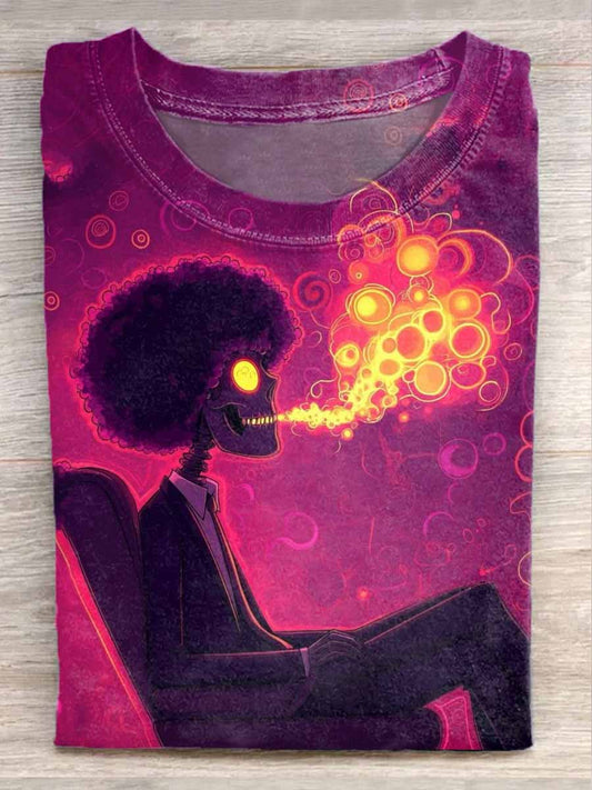 Retro Illustration Print Casual T-Shirt