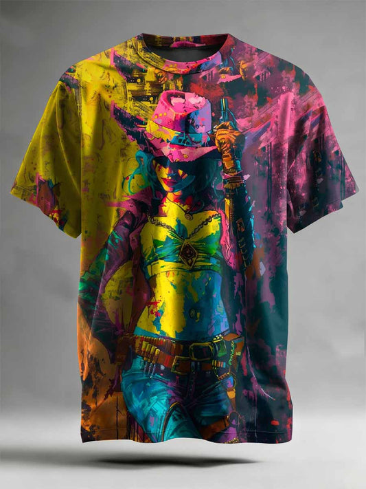 Retro Illustration Print Casual T-Shirt