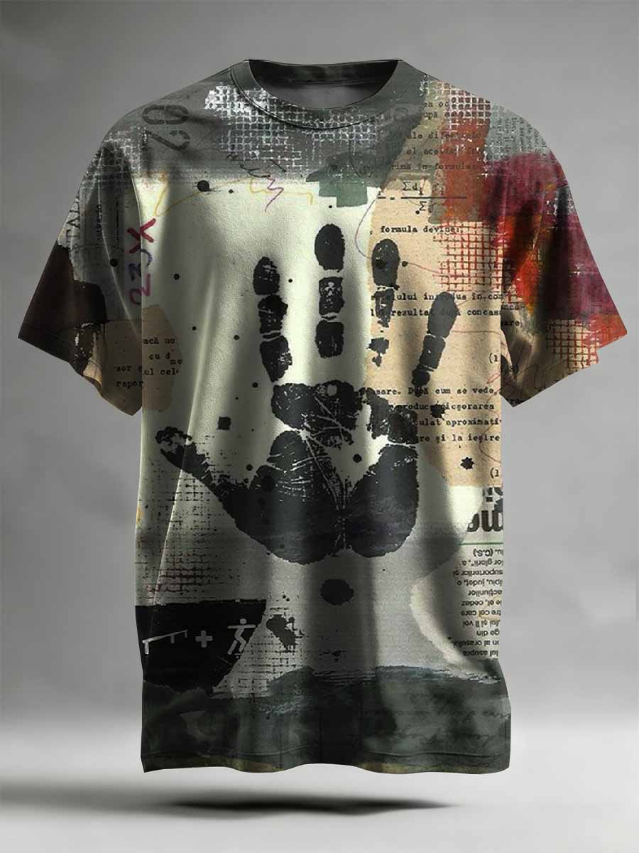 Vintage Dark Illustration Print Casual T-shirt