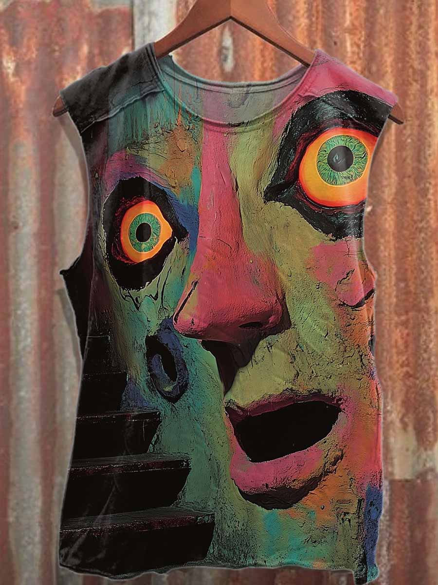 Retro Graffiti Art Style Casual Cotton Tank Top