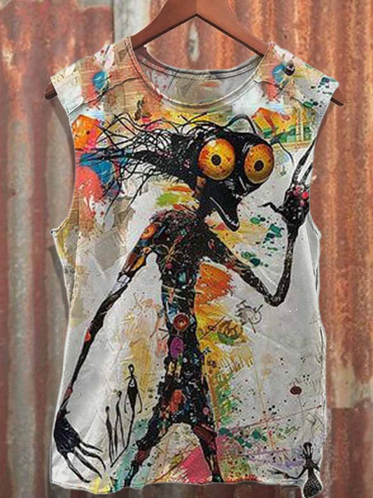 Retro Graffiti Art Style Casual Cotton Tank Top