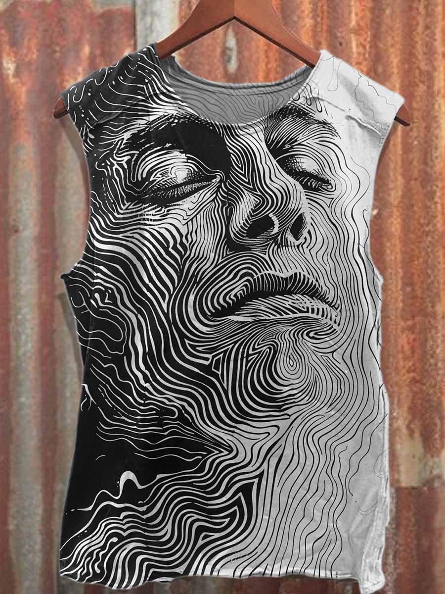 Retro Graffiti Art Style Casual Cotton Tank Top