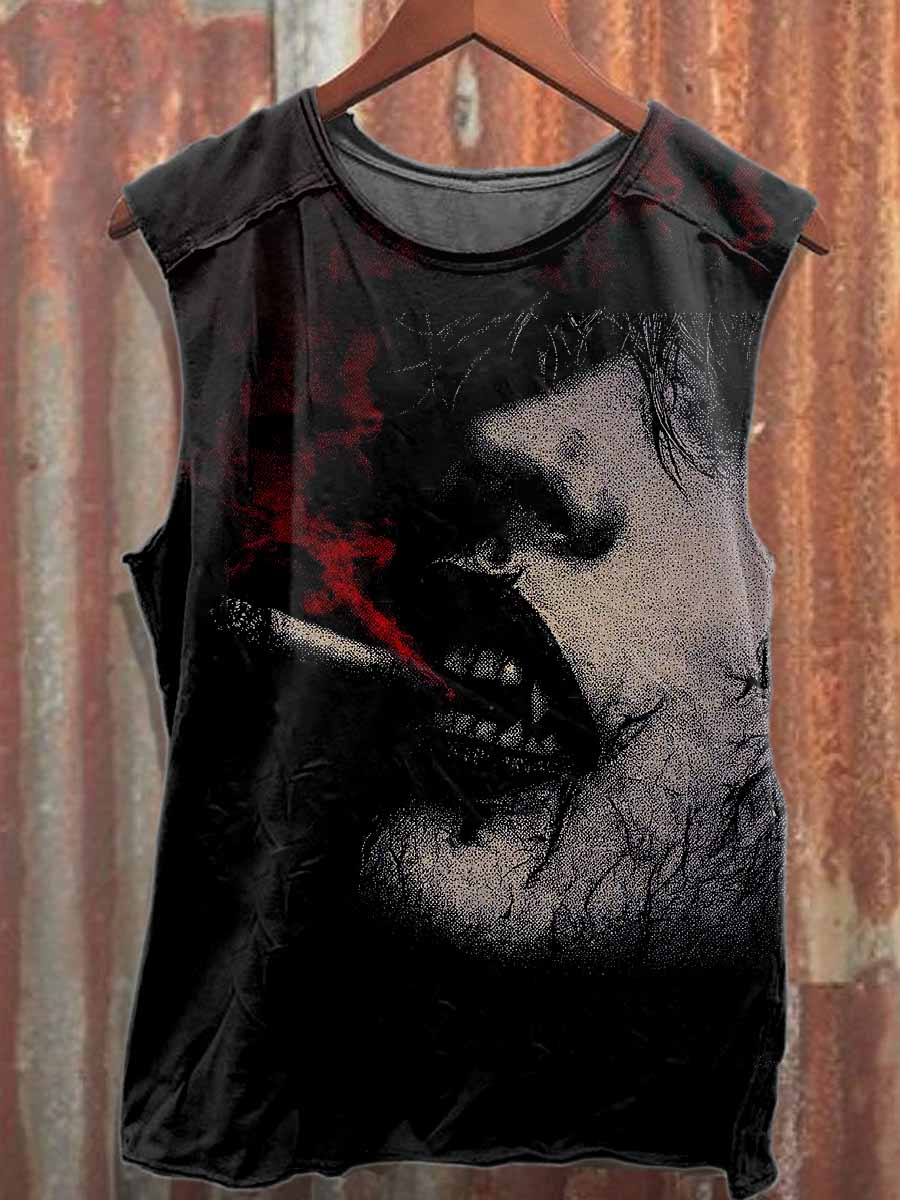 Retro Graffiti Art Style Print Cotton Tank Top