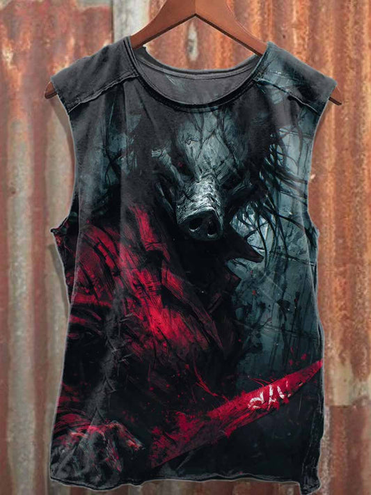 Retro Graffiti Art Style Print Cotton Tank Top