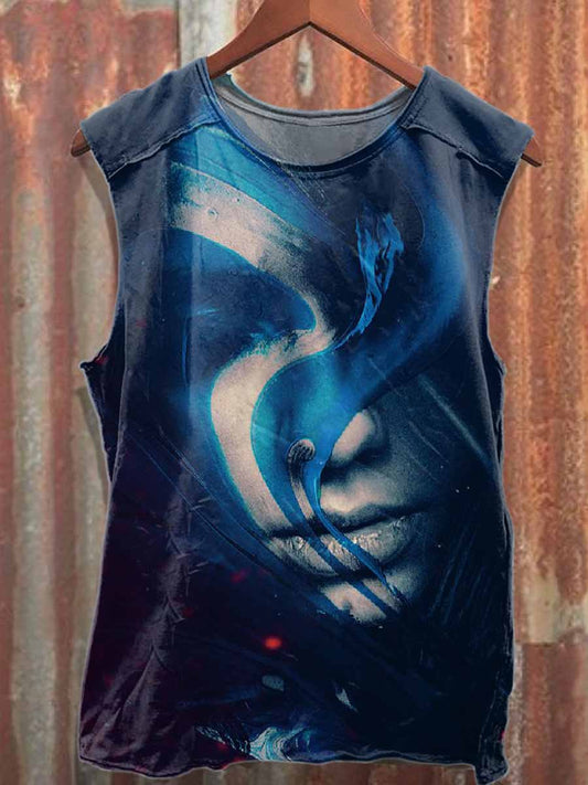 Retro Graffiti Art Style Print Cotton Tank Top