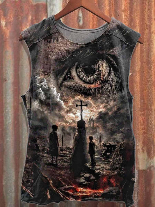 Retro Graffiti Art Style Print Cotton Tank Top