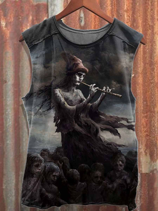 Retro Graffiti Art Style Print Cotton Tank Top