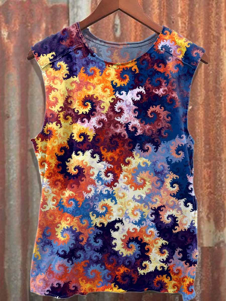 Graffiti Art Style Printed Casual Cotton Tank Top