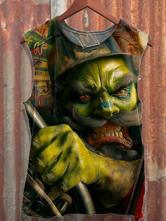 Graffiti Art Style Printed Casual Cotton Tank Top