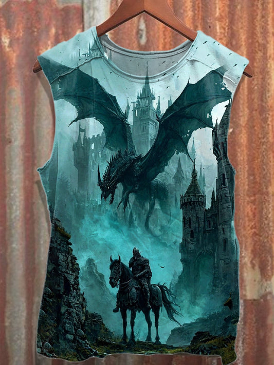 Retro Graffiti Printed Cotton Tank Top