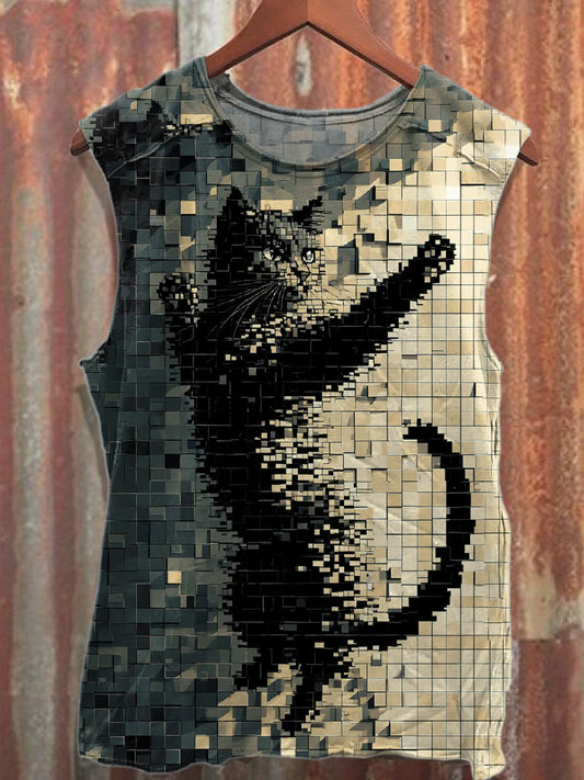 Retro Graffiti Printed Cotton Tank Top
