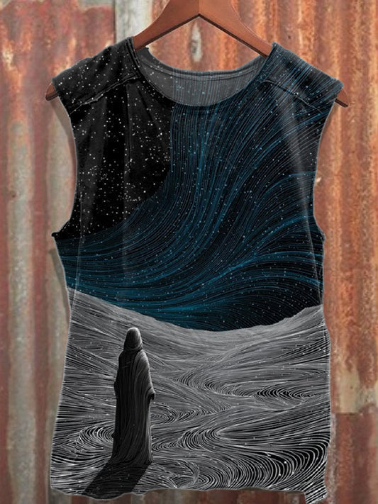 Retro Graffiti Printed Cotton Tank Top