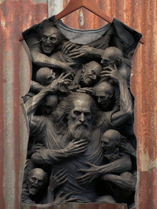 Retro Graffiti Printed Cotton Tank Top