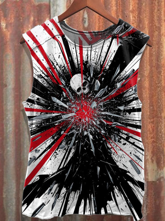 Retro Graffiti Printed Cotton Tank Top
