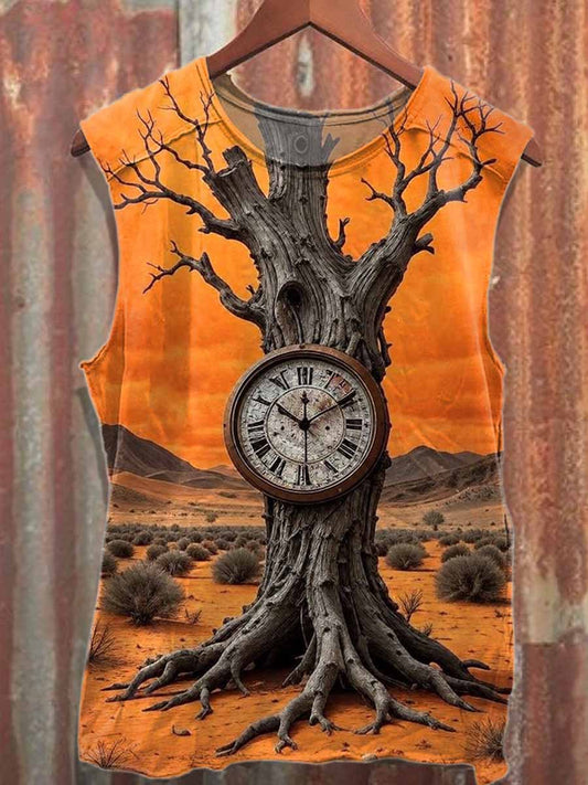 Retro Graffiti Style Printed Casual Cotton Tank Top